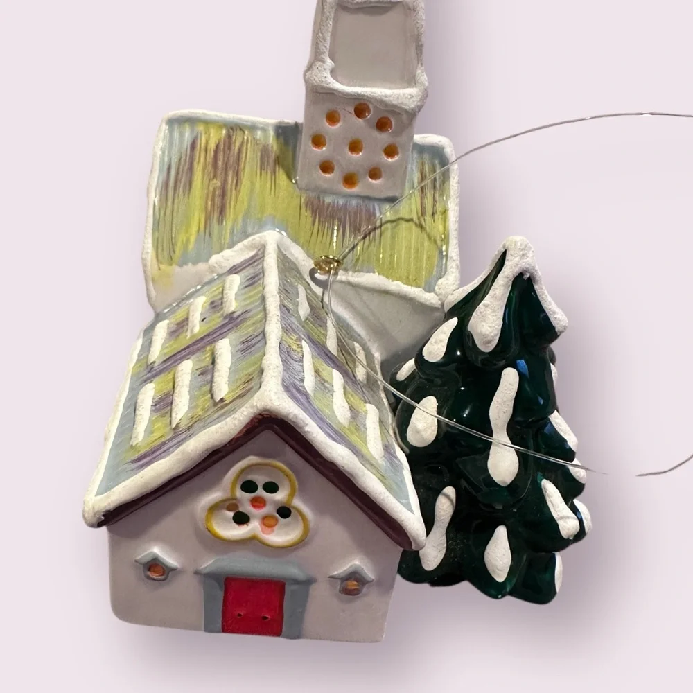 Vintage Department 56 Steepled Church Ceramic Christmas Ornament